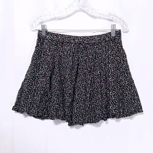 American Eagle Floral Mini Skirt Sz M Ditsy Print Elastic Waist Black Flowy Boho